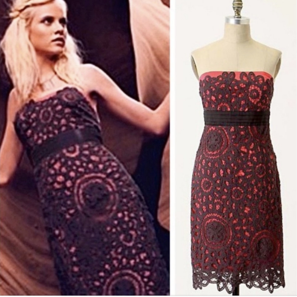 Floreat Strapless Lace Cocktail Party Dress XS Anthropologie